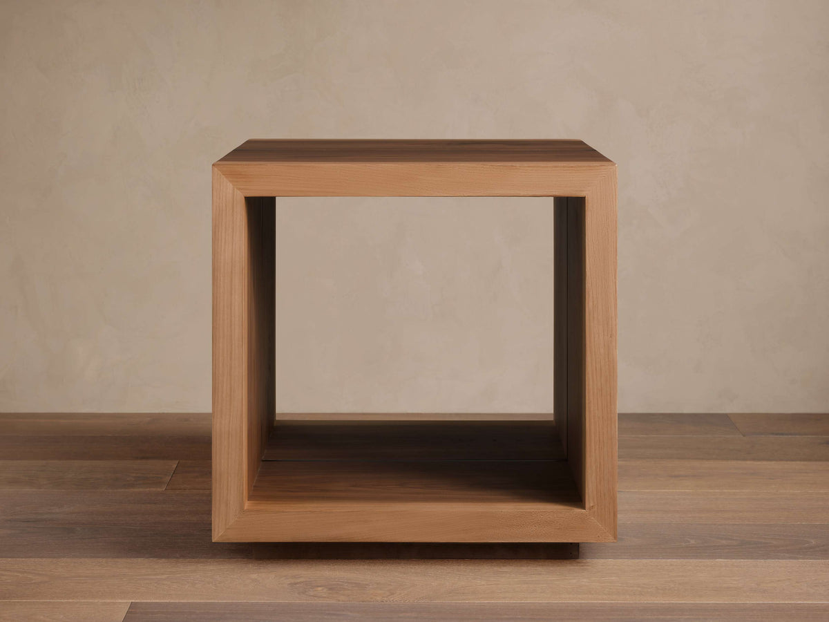 Mihaela Solid Wood Square End Table Handcrafted Romanian Artisan Accent Side Table