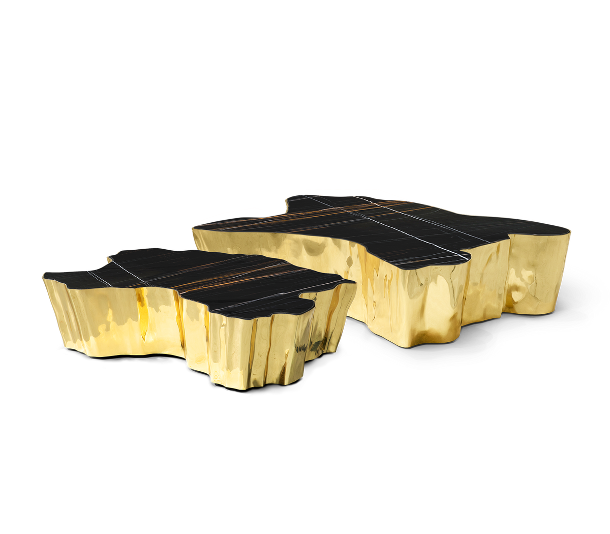 Luxury Patina Brass Coffee Table with Organic Sculptural Design & Handcrafted Finish Center Tea Table