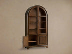 Vitrine haute Giotto à portes vitrées, buffet de salle à manger ancien en bois, bibliothèque ancienne