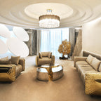 Luxury Oval Coffee Table with Sculptural Brass Accents & High Gloss Finish Center Tea Table