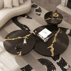 Luxury Gold Coffee Table with Round Glass Top & Sculptural Brass Base Center Tea Table