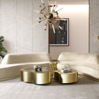 Luxury Hammered Brass Coffee Table with Wave Sculptural Design & Artisan Craftsmanship Center Tea Table
