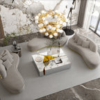 Luxury Coffee Table with Cracked Brass Sculptural Base & Smoked Glass Top Center Tea Table