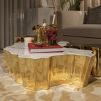 Luxury Patina Brass Coffee Table with Organic Sculptural Design & Handcrafted Finish Center Tea Table