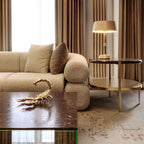 Luxury Coffee Table Set with Marble, Glass & Sculptural Gold Brass Design Center Tea Table