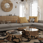 Luxury Hammered Brass Coffee Table with Wave Sculptural Design & Artisan Craftsmanship Center Tea Table