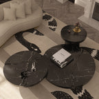 Luxury Gold Coffee Table with Round Glass Top & Sculptural Brass Base Center Tea Table