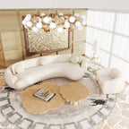 Luxury Patina Brass Coffee Table Set with Round Tiered Tops & Statement Design Center Tea Table