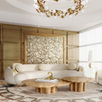 Luxury Patina Brass Coffee Table Set with Round Tiered Tops & Statement Design Center Tea Table