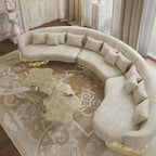 Luxury Designer Coffee Table with Hand-Painted Artistic Top & Sculptural Brass Base Center Tea Table
