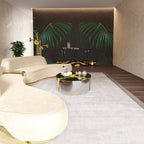 Luxury Oval Coffee Table with Sculptural Brass Accents & High Gloss Finish Center Tea Table