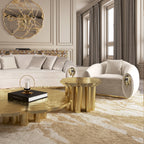 Luxury Patina Brass Coffee Table Set with Round Tiered Tops & Statement Design Center Tea Table