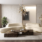 Luxury Sculptural Coffee Table Black & White High-Gloss Marble Finish