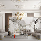 Luxury Coffee Table with Cracked Brass Sculptural Base & Smoked Glass Top Center Tea Table