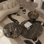 Luxury Gold Coffee Table with Round Glass Top & Sculptural Brass Base Center Tea Table