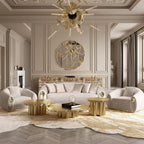 Luxury Patina Brass Coffee Table Set with Round Tiered Tops & Statement Design Center Tea Table