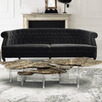 Luxury Designer Coffee Table with Hand-Painted Artistic Top & Sculptural Brass Base Center Tea Table