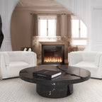Luxury Gold Coffee Table with Round Glass Top & Sculptural Brass Base Center Tea Table