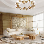 Luxury Patina Brass Coffee Table Set with Round Tiered Tops & Statement Design Center Tea Table