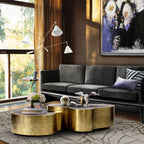 Luxury Hammered Brass Coffee Table with Wave Sculptural Design & Artisan Craftsmanship Center Tea Table