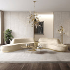 Luxury Designer Coffee Table with Hand-Painted Artistic Top & Sculptural Brass Base Center Tea Table