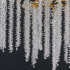 Lustre linéaire moderne en cristal de 122 à 183 cm pour salle à manger, lustre doré en forme de branches d'arbre