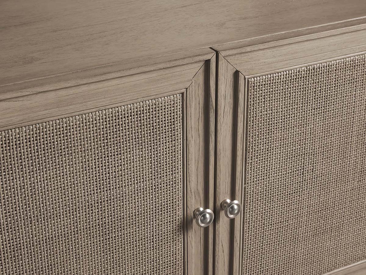 Pearson Mindi TV Stand Woven Cane Cabinet Doors Media Console Entrance Table Wood Sideboard Television Storage Unit Entryways Table