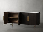 Finnley Rural Buffet Sideboard Marble Top Media TV Cabinet Wood Entryways Storage Cabinet