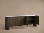 Flore Marble Stone Top Buffet Sideboard Wood Entryways Cabinet Living Media TV Cabinet