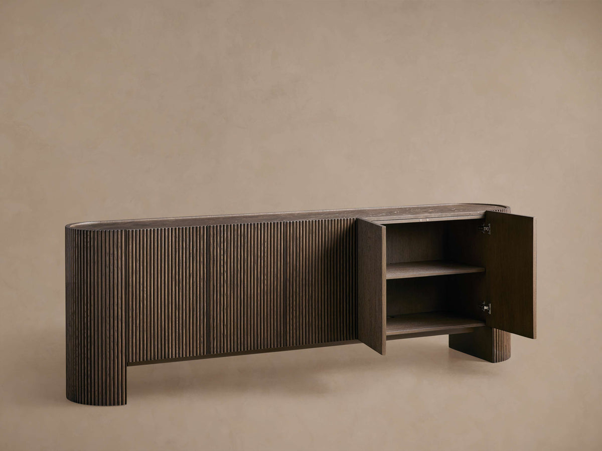 Flore Marble Stone Top Buffet Sideboard Wood Entryways Cabinet Living Media TV Cabinet
