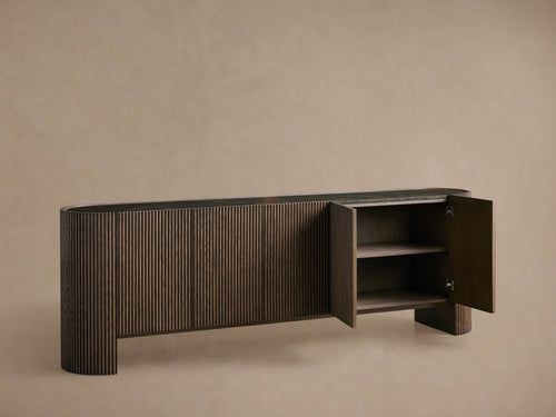 Buffet en marbre Flore, meuble de rangement en bois pour entrées, meuble TV pour salon