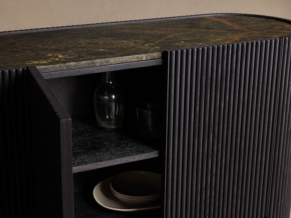 Flore Marble Stone Top Buffet Sideboard Wood Entryways Cabinet Living Media TV Cabinet