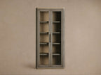 Harrow Tall Display Cabinet Faux Shagreen Finish with Oak Wood Storage Cabinet