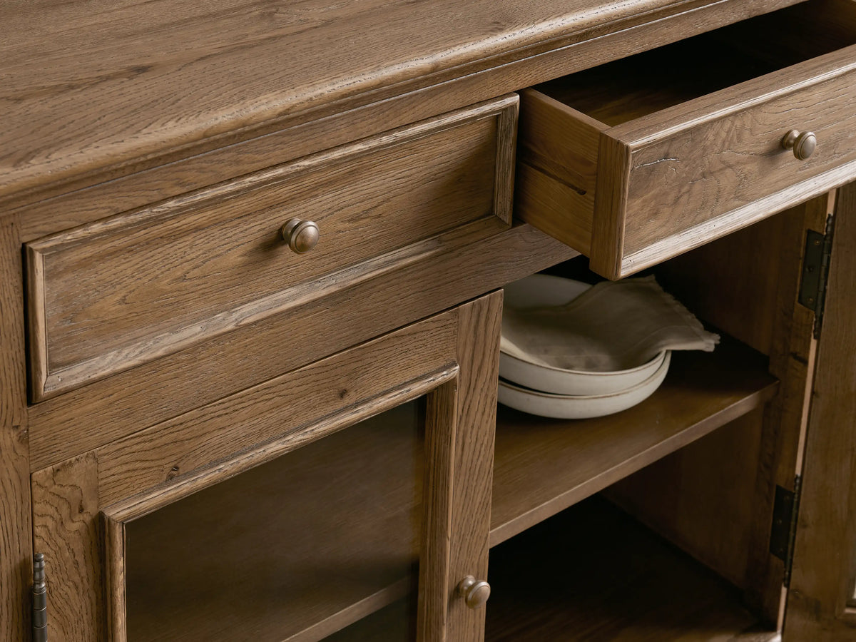 Kensington Reclaimed Glass Buffet-Rustic Farmhouse Reclaimed Wood Cabinet