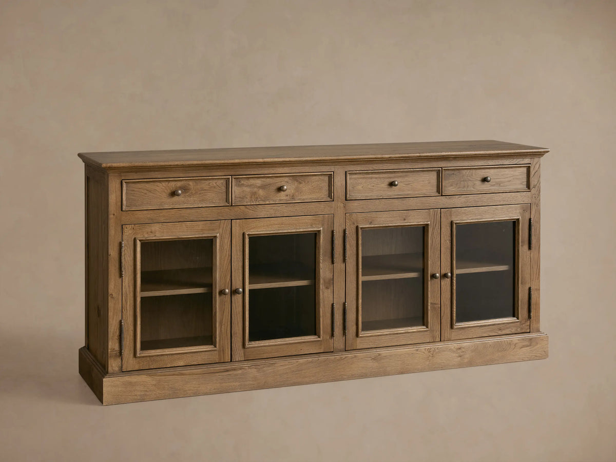 Kensington Reclaimed Glass Buffet-Rustic Farmhouse Reclaimed Wood Cabinet