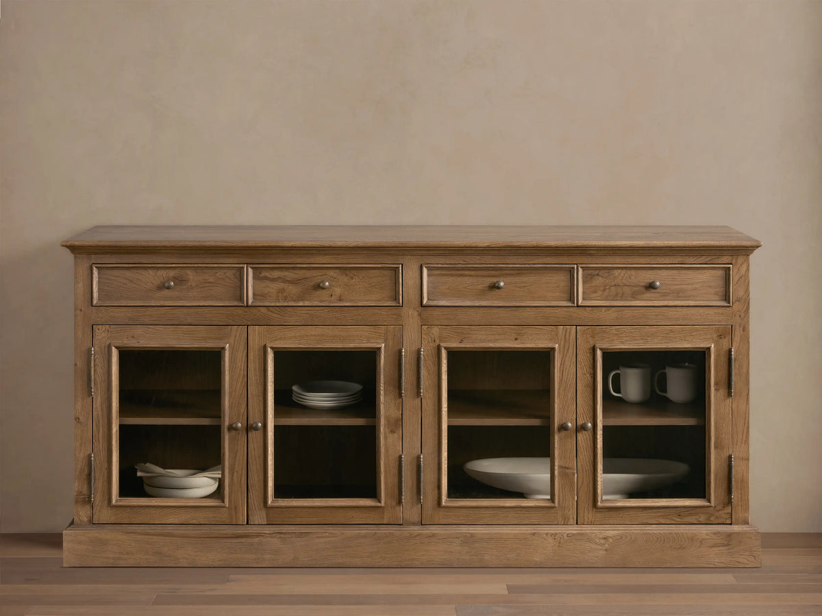 Kensington Reclaimed Glass Buffet-Rustic Farmhouse Reclaimed Wood Cabinet
