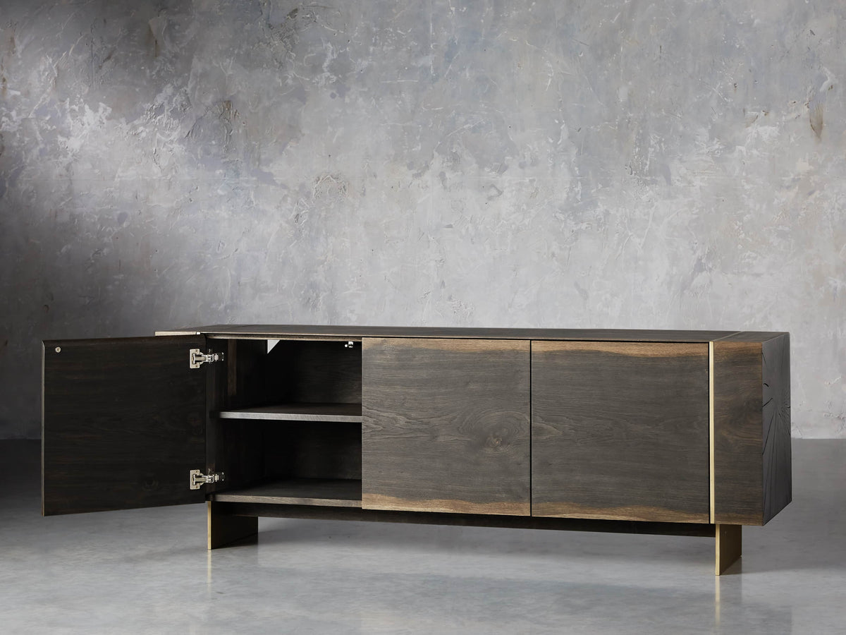 Mihaela Oak Mediakonsole, Unterhaltungsmöbel aus Holz, Schrank, Retro-TV-Ständer
