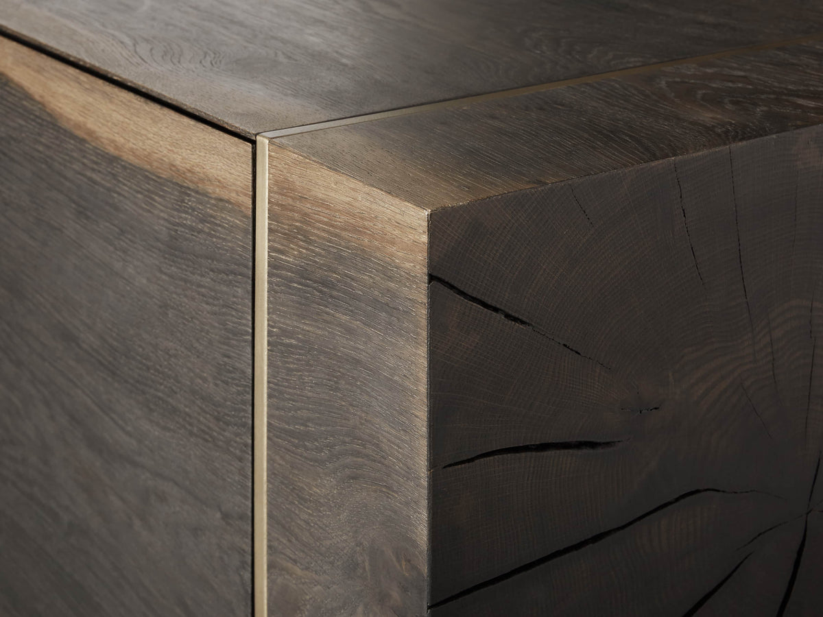 Mihaela Oak Mediakonsole, Unterhaltungsmöbel aus Holz, Schrank, Retro-TV-Ständer