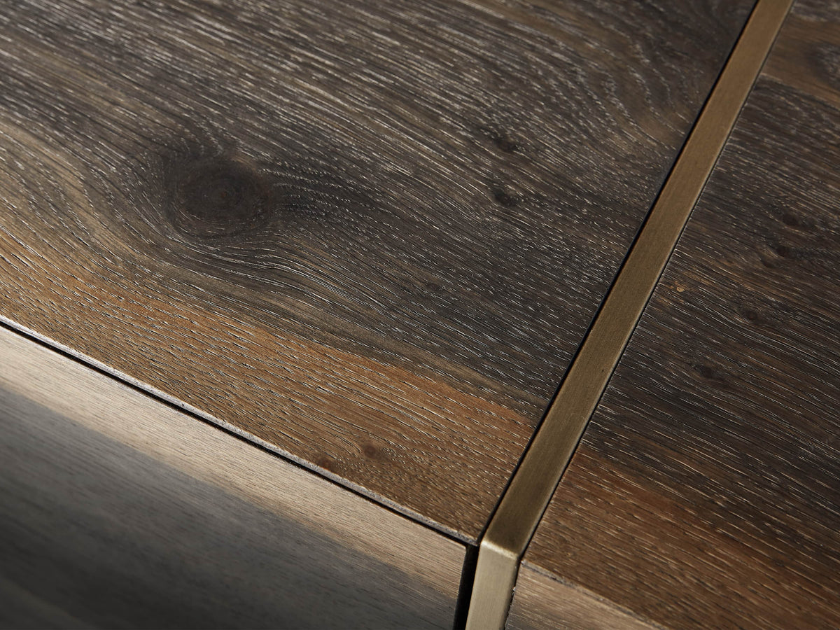Mihaela Oak Mediakonsole, Unterhaltungsmöbel aus Holz, Schrank, Retro-TV-Ständer