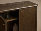 Warby Oak Sideboard Buffet Storage Cabinet Mocha Media TV Cabinet Wood Four Doors Entryway Cabinet
