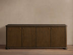 Warby Oak Sideboard Buffet Storage Cabinet Mocha Media TV Cabinet Wood Four Doors Entryway Cabinet