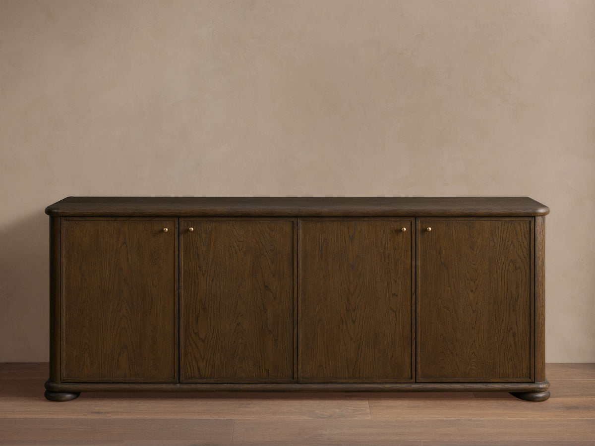 Warby Oak Sideboard Buffet Storage Cabinet Mocha Media TV Cabinet Wood Four Doors Entryway Cabinet