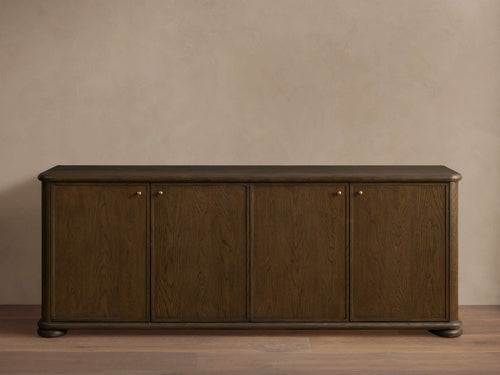 Buffet bahut Warby Oak, meuble de rangement, couleur moka, meuble TV en bois à quatre portes, meuble d'entrée