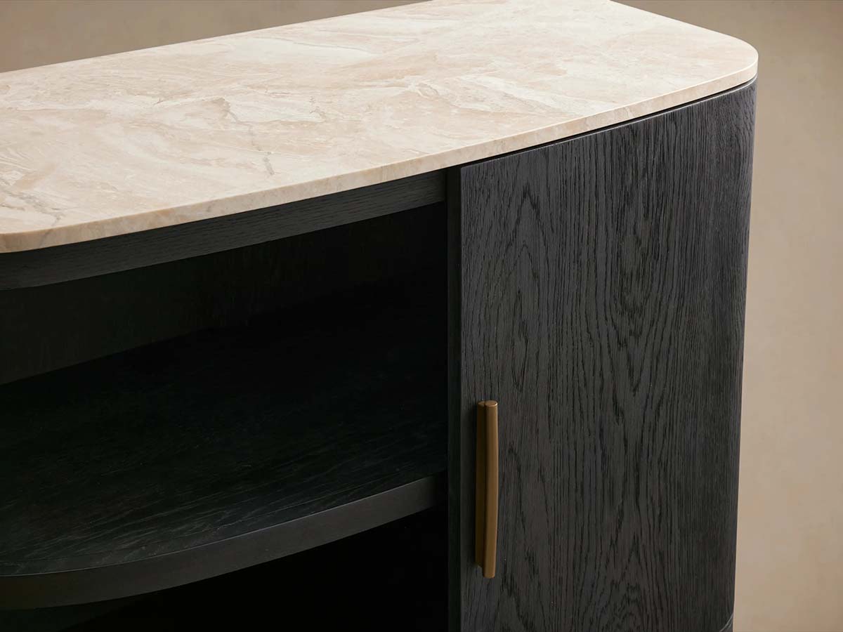 Danny Marble Top Buffet Sideboards Oak Wood Entrance Cabinet