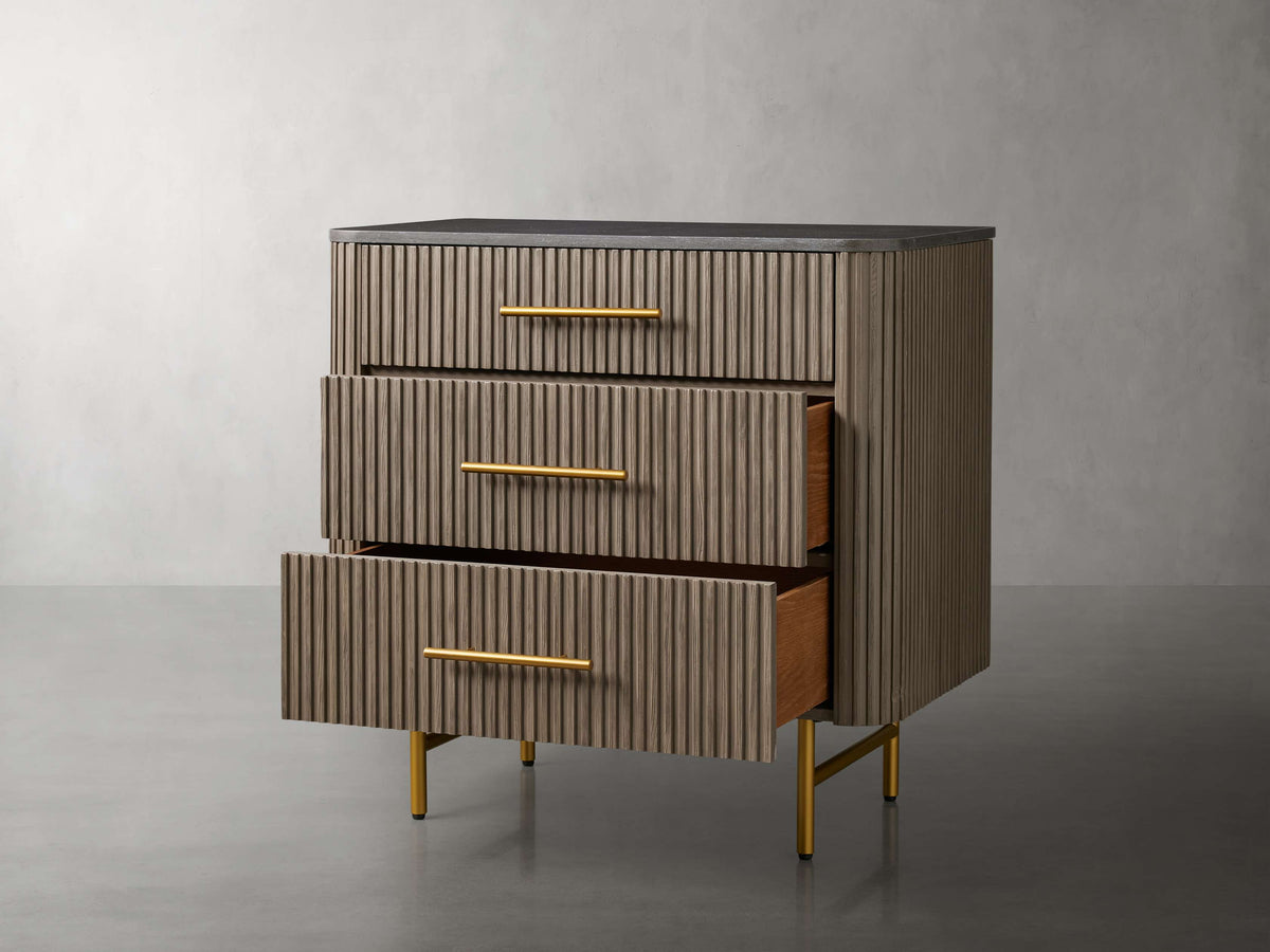 Finnley Bedroom Marble Top Nightside Table Living Three-Drawer Chest Wood Nightstands Bedside Table