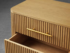 Finnley Wood Nightstand Finnish Pine with Oak Veneers 3-Drawer Cabinet Chest Reeded Nightside Table