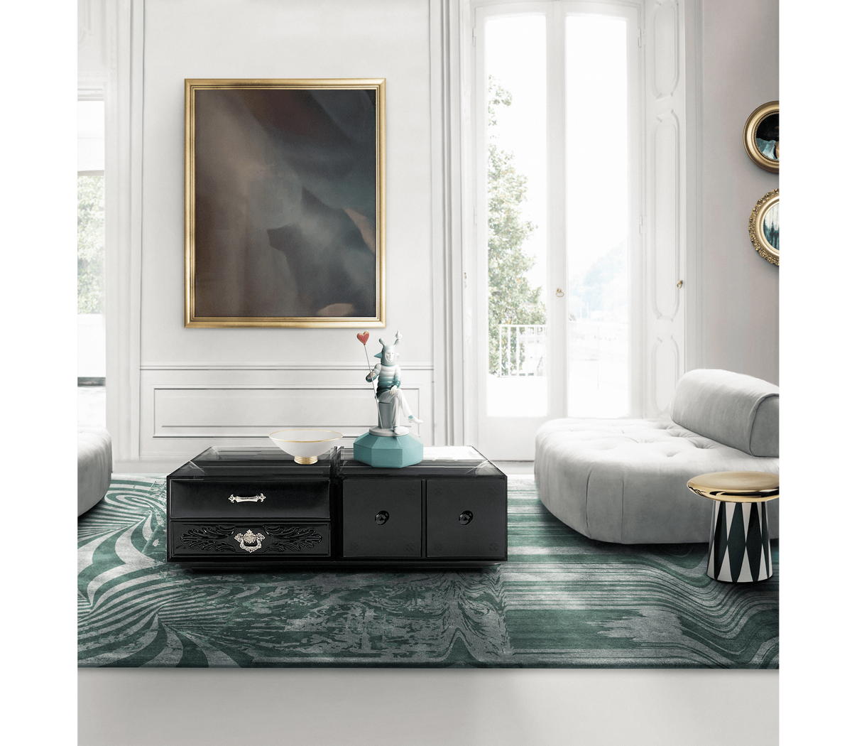 Luxury Modular Coffee Table with Geometric Design, Hidden Storage & Modern Style Center Tea Table
