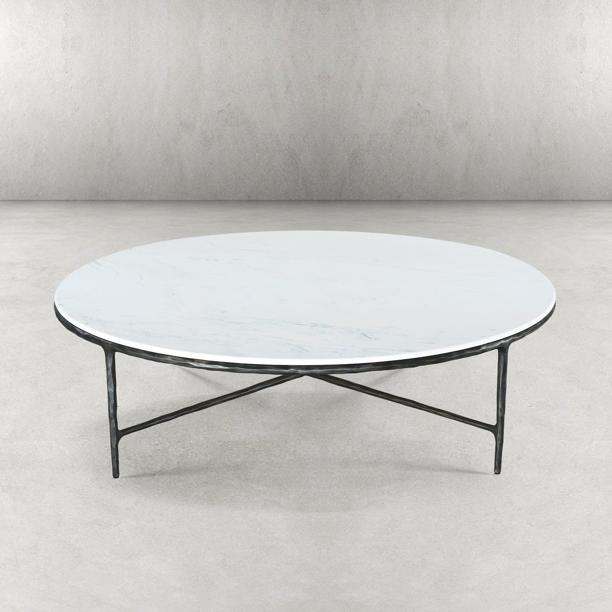 Thaddeus Metal Marble Round Coffee Table Hand-Forged Style O & X Living Sofa Center Tea Table