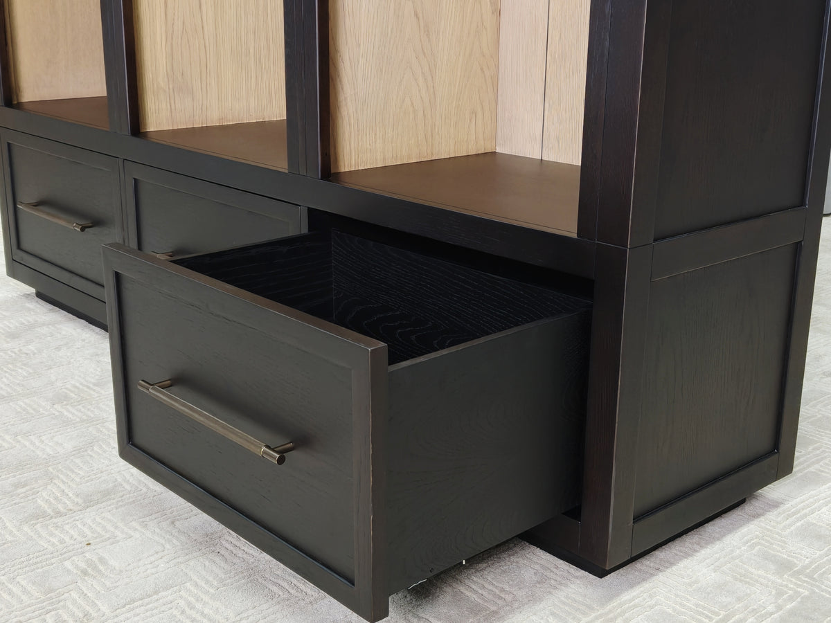 Hattie Solid Oak Entryway Cabinet Hand-Crafted with Hooks & Drawers