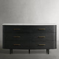 Commode Danny Wood à six tiroirs avec plateau en marbre, meuble de rangement à six tiroirs